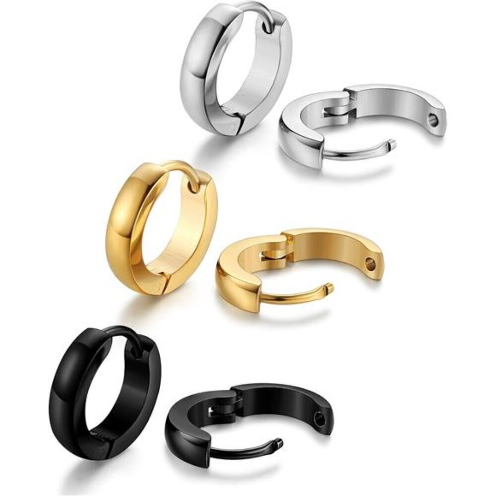 Hypoallergenic Small Hoop Earrings for Men 316L Surgical Stainless Trendy Men